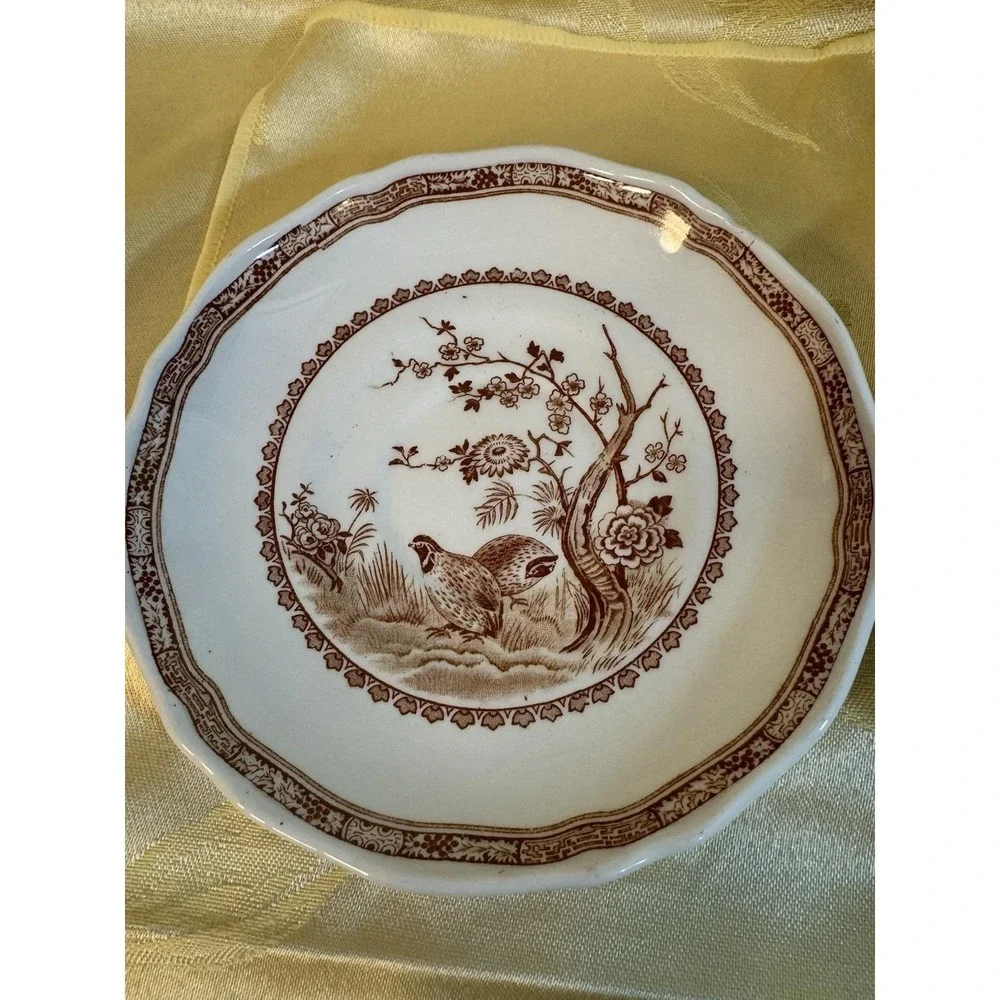 Furnivals Brown Quail England Set 2 Cereal Bowls, Excellent Condition Antique